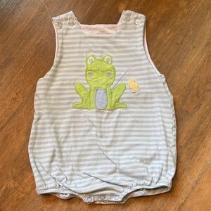 The Bailey Boys Striped Baby Romper with Frog Design